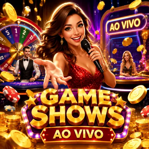 Cenário de game show ao vivo com painéis de multiplicadores acesos
